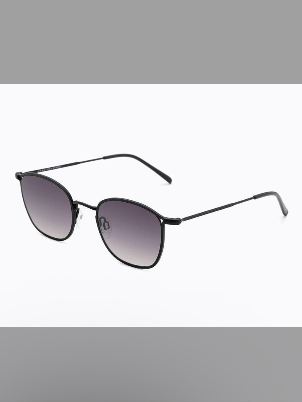 Carolina Lemke Men's Matte Black Metal Frame Sunglasses with Gradient Lenses